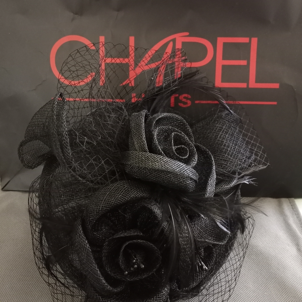 Black fancy hat from Chapel Hats